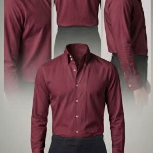 Slim Fit Stand Collar Shirt (Maroon)