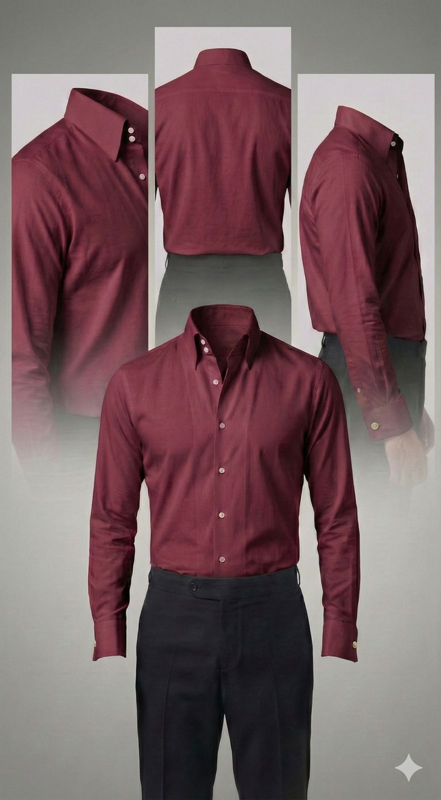 Slim Fit Stand Collar Shirt (Maroon)