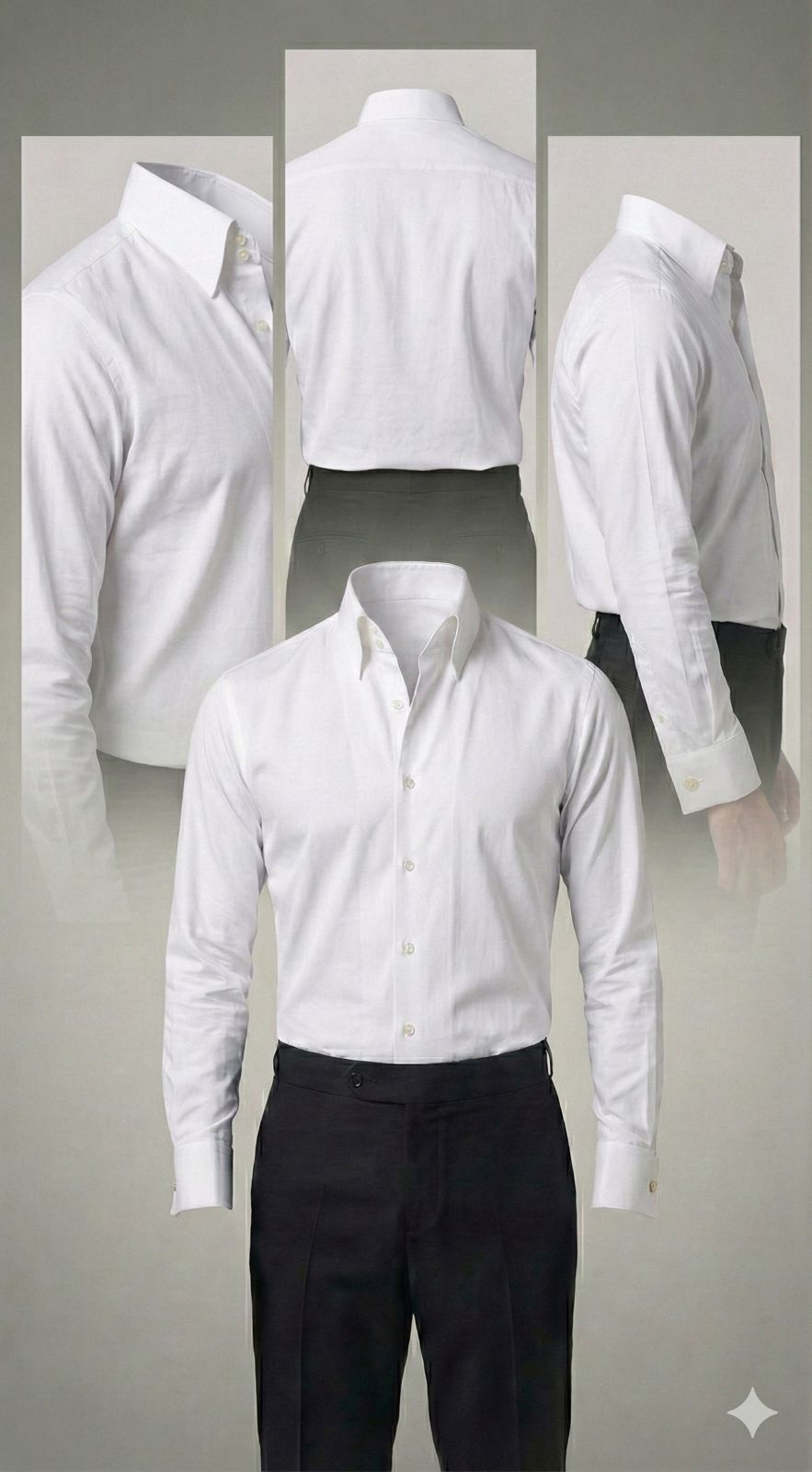Slim Fit Stand Collar Shirt (white)