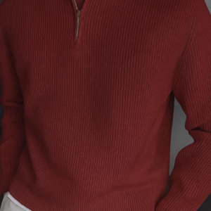 Half-Zip Ribbed high-neck sweater ( Maroon)