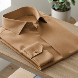 Italian Invisible Button Formal Shirt ( light brown)